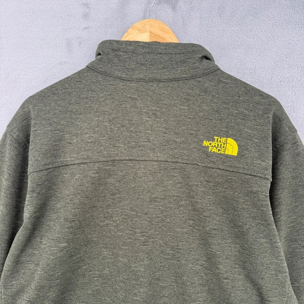 The North Face Mens Full Zip Jacket Olive Green Trim‎ Mock Neck Fleece Size XL